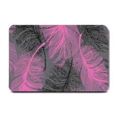 Feathers Quill Pink Grey Small Doormat  by Mariart