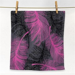 Feathers Quill Pink Grey Face Towel by Mariart