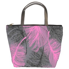 Feathers Quill Pink Grey Bucket Bags by Mariart