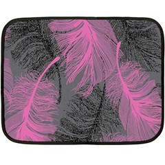 Feathers Quill Pink Grey Double Sided Fleece Blanket (mini)  by Mariart