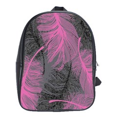 Feathers Quill Pink Grey School Bags(large)  by Mariart