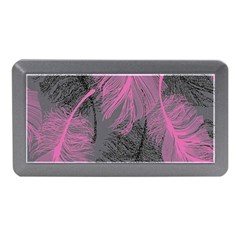 Feathers Quill Pink Grey Memory Card Reader (mini) by Mariart