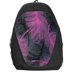 Feathers Quill Pink Grey Backpack Bag by Mariart