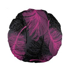 Feathers Quill Pink Grey Standard 15  Premium Round Cushions by Mariart