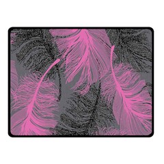 Feathers Quill Pink Grey Double Sided Fleece Blanket (small)  by Mariart