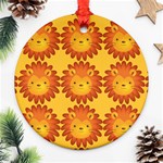 Cute Lion Face Orange Yellow Animals Ornament (Round) Front