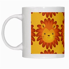 Cute Lion Face Orange Yellow Animals White Mugs by Mariart