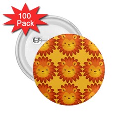 Cute Lion Face Orange Yellow Animals 2 25  Buttons (100 Pack)  by Mariart