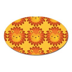 Cute Lion Face Orange Yellow Animals Oval Magnet