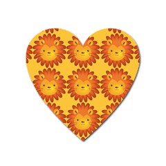 Cute Lion Face Orange Yellow Animals Heart Magnet