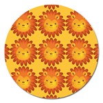 Cute Lion Face Orange Yellow Animals Magnet 5  (Round) Front