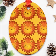 Cute Lion Face Orange Yellow Animals Oval Ornament (two Sides) by Mariart