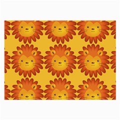 Cute Lion Face Orange Yellow Animals Large Glasses Cloth (2-side) by Mariart