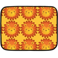 Cute Lion Face Orange Yellow Animals Fleece Blanket (mini) by Mariart