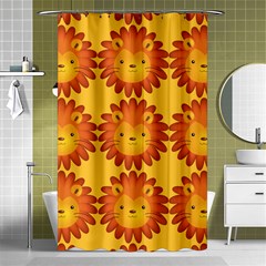 Cute Lion Face Orange Yellow Animals Shower Curtain 48  X 72  (small)  by Mariart