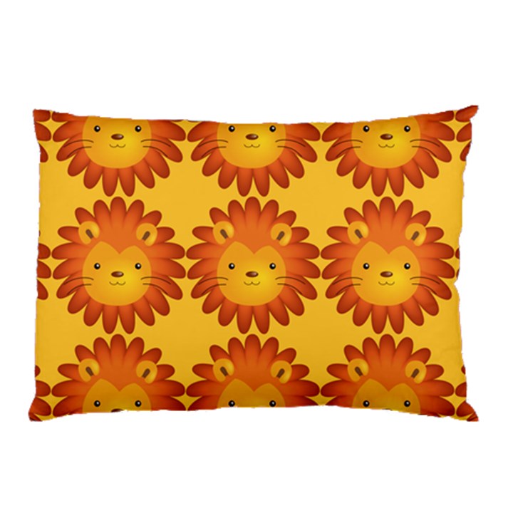 Cute Lion Face Orange Yellow Animals Pillow Case (Two Sides)