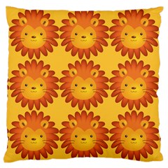 Cute Lion Face Orange Yellow Animals Large Cushion Case (two Sides) by Mariart