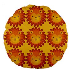 Cute Lion Face Orange Yellow Animals Large 18  Premium Round Cushions