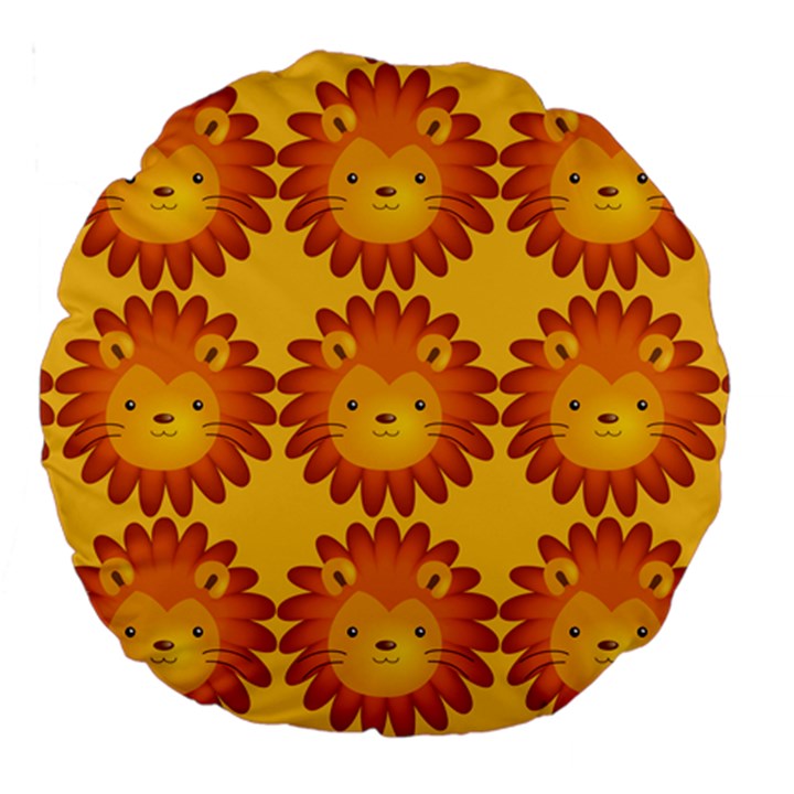 Cute Lion Face Orange Yellow Animals Large 18  Premium Round Cushions