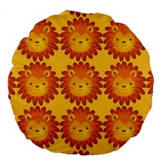 Cute Lion Face Orange Yellow Animals Large 18  Premium Flano Round Cushions by Mariart