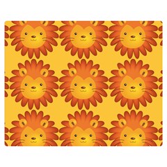 Cute Lion Face Orange Yellow Animals Double Sided Flano Blanket (medium)  by Mariart