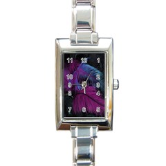 Feathers Quill Pink Black Blue Rectangle Italian Charm Watch