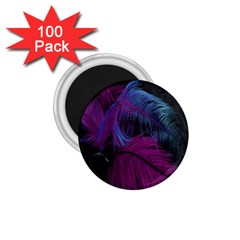 Feathers Quill Pink Black Blue 1 75  Magnets (100 Pack) 