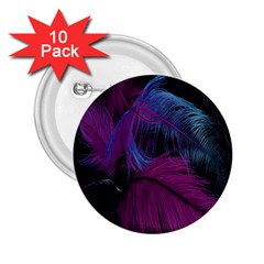 Feathers Quill Pink Black Blue 2 25  Buttons (10 Pack)  by Mariart