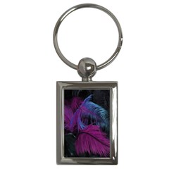 Feathers Quill Pink Black Blue Key Chains (rectangle)  by Mariart