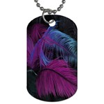 Feathers Quill Pink Black Blue Dog Tag (Two Sides) Front