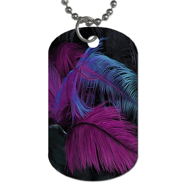 Feathers Quill Pink Black Blue Dog Tag (Two Sides)