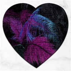 Feathers Quill Pink Black Blue Jigsaw Puzzle (heart) by Mariart