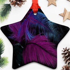 Feathers Quill Pink Black Blue Star Ornament (two Sides) by Mariart