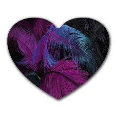 Feathers Quill Pink Black Blue Heart Mousepads by Mariart