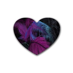 Feathers Quill Pink Black Blue Heart Coaster (4 Pack)  by Mariart