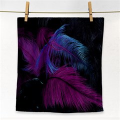 Feathers Quill Pink Black Blue Face Towel by Mariart