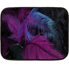 Feathers Quill Pink Black Blue Fleece Blanket (mini) by Mariart