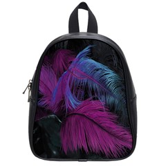 Feathers Quill Pink Black Blue School Bags (small)  by Mariart