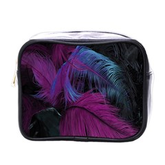 Feathers Quill Pink Black Blue Mini Toiletries Bags by Mariart