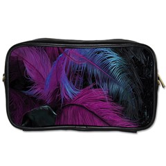 Feathers Quill Pink Black Blue Toiletries Bags 2-side by Mariart