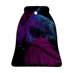 Feathers Quill Pink Black Blue Ornament (bell) by Mariart