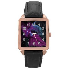 Feathers Quill Pink Black Blue Rose Gold Leather Watch  by Mariart