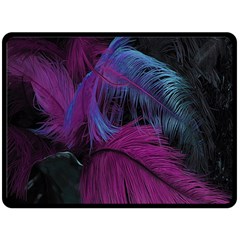 Feathers Quill Pink Black Blue Double Sided Fleece Blanket (large)  by Mariart