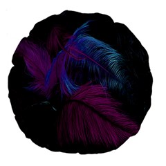 Feathers Quill Pink Black Blue Large 18  Premium Flano Round Cushions by Mariart