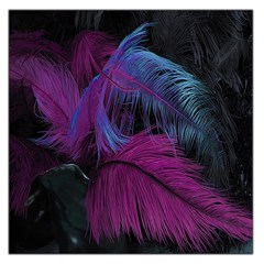 Feathers Quill Pink Black Blue Large Satin Scarf (square) by Mariart