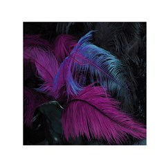 Feathers Quill Pink Black Blue Small Satin Scarf (square) by Mariart