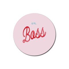 Girl Boss Pink Red Blue Sexy Rubber Round Coaster (4 pack) 