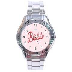 Girl Boss Pink Red Blue Sexy Stainless Steel Analogue Watch