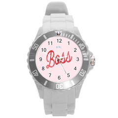 Girl Boss Pink Red Blue Sexy Round Plastic Sport Watch (L)