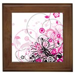 Wreaths Frame Flower Floral Pink Black Framed Tiles Front